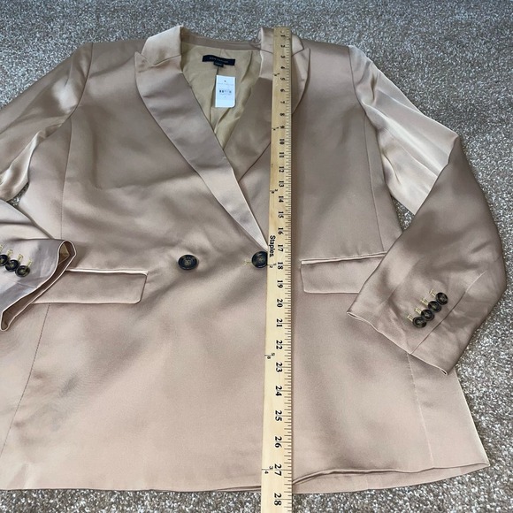 Ann Taylor blazer jacket NEW SZ 8 golden tan sheen double button Career business - Picture 6 of 11
